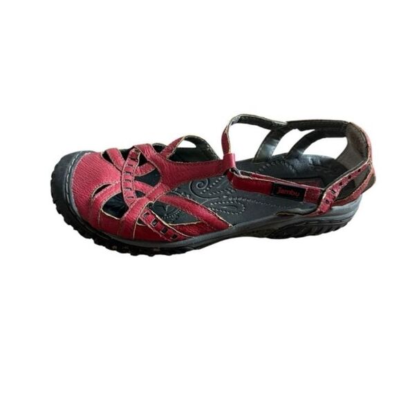 Jambu Sandals Shoes 7.5 M Red Gail Memory Foam Bump Toe Comfort - Picture 1 of 9